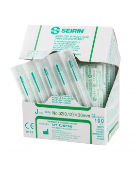 Akupunktur İğnesi - SEIRIN ® J-Type - 0.12 x 30 mm, dark green handle, 100 pcs. per box.