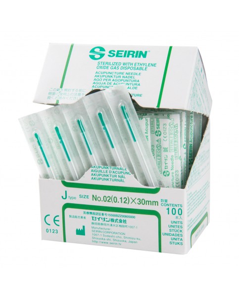 Akupunktur İğnesi - SEIRIN ® J-Type - 0.12 x 30 mm, dark green handle, 100 pcs. per box.